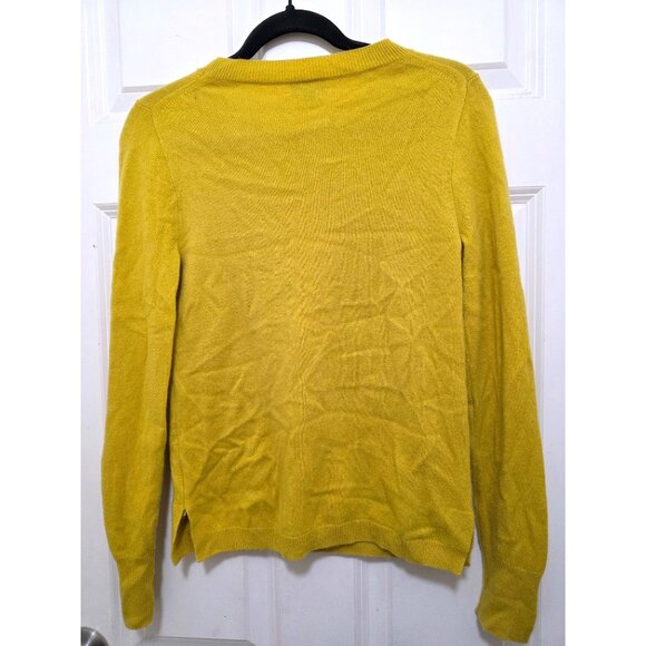 J. Crew Yellow 100% Cashmere Crewneck Sweater Women's Small Long Sleeve Soft Pul - Picture 3 of 9